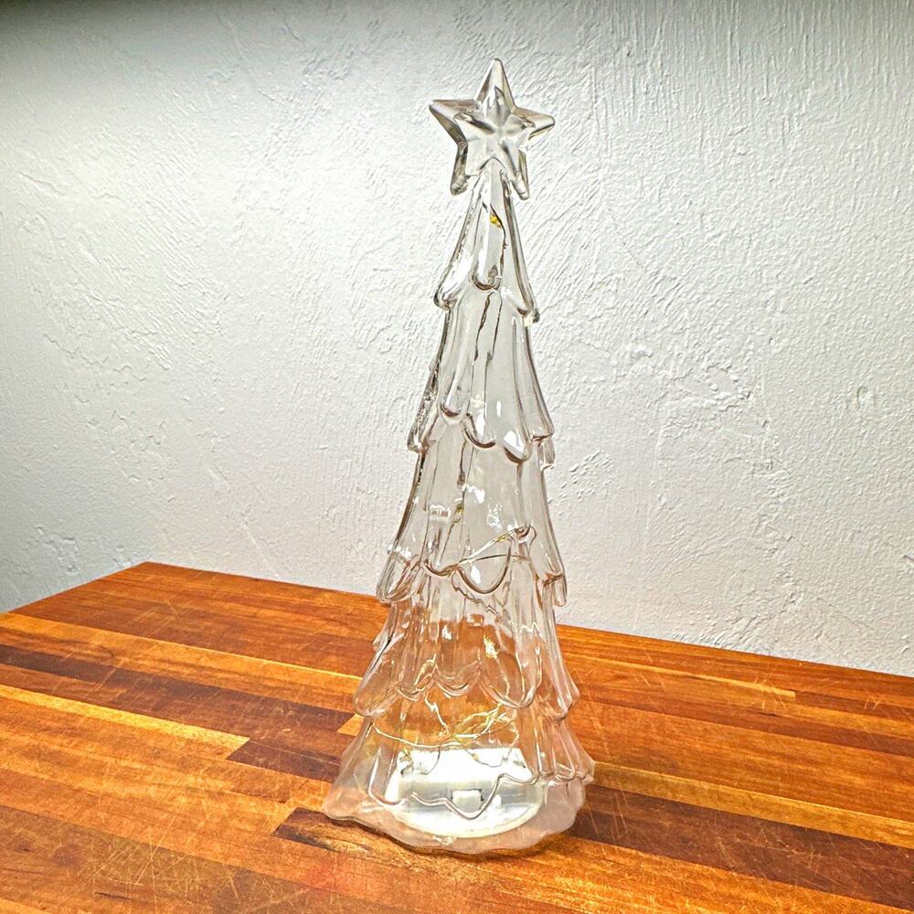 Clear Pre-Lighted Tabletop Christmas Tree w/ Star Topper, Plastic, 11in